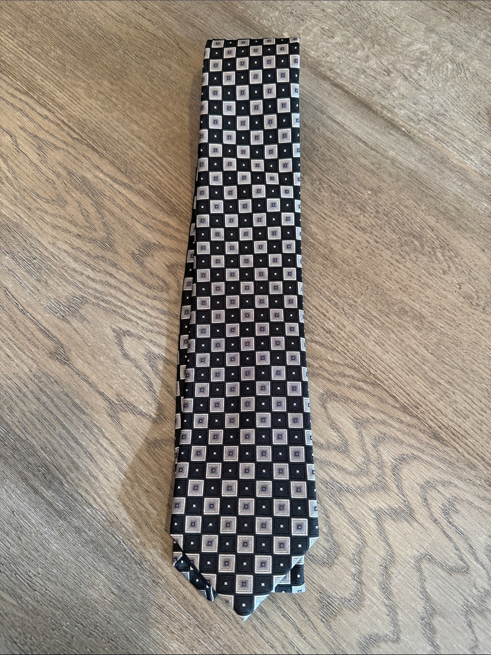 Classic Black & Silver Geometric & purple accents Men's Tie